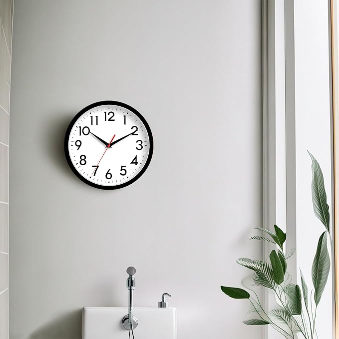 DAXSMY 14 Inch Wall Clock Large Battery Operated Big Silent Non Ticking Analog Clock Decorative for Living Room Office Kitchen Outdoor Classroom Bedroom Bathroom School(Black)