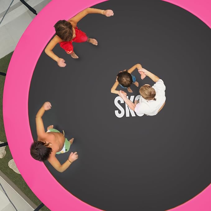 SKOK Trampoline 8FT 10FT 12FT 14FT 15FT Trampolines with Enclosure Net, 400LBS Outdoor Trampolines for Kids with Basketball Hoop-ASTM Approved Trampoline for Children and Adults with Ladder