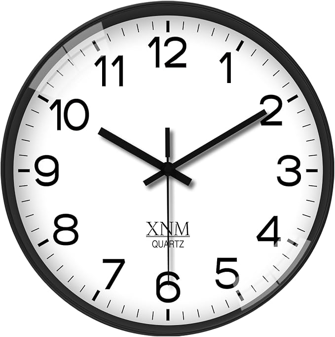 XNM Small Wall Clock Modern Wall Clocks Battery Operated 10 Inch Silent Non Ticking Classic Analog Wall Clocks for Living Room Kitchen Bedroom Decor