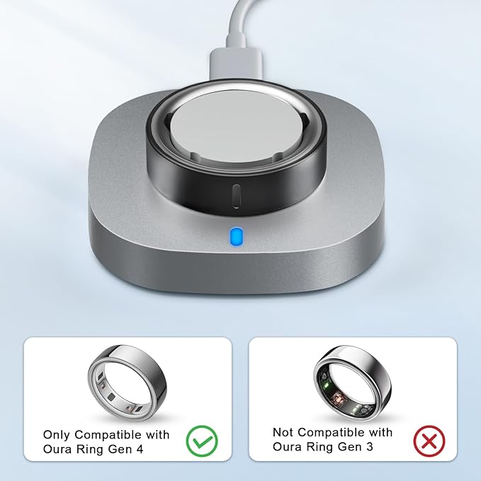 Compatible with Oura Ring Gen 4 Charger Size 11, Fast Charging Dock with USB-C Cable