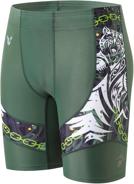 HUGE SPORTS Men's Rash Guard Swim Shorts Compression Swimming Jammer Cool Dry Active Swimsuit Workout Shorts Sports Tights