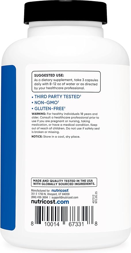 Nutricost Nitric Oxide Booster 2250mg, 180 Capsules - 750mg Per Casule, 60 Servings - Gluten Free and Non-GMO