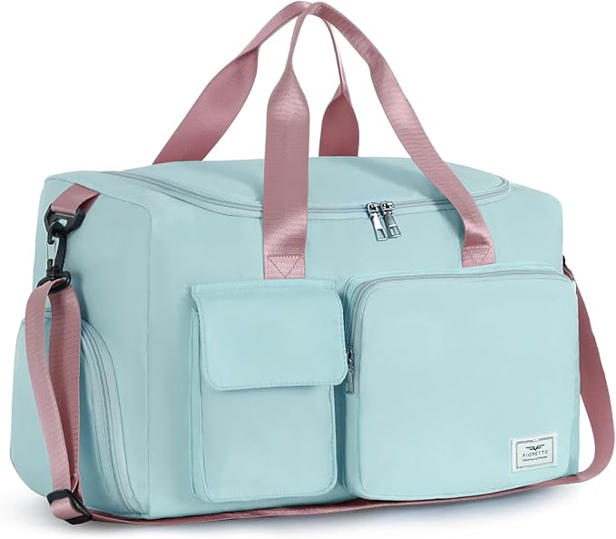 FIORETTO Women's Gym Duffle Bag with Shoes Compartment, 37L Capacity, Ideal for Travel, Gym, Sports, Duffel, Weekender