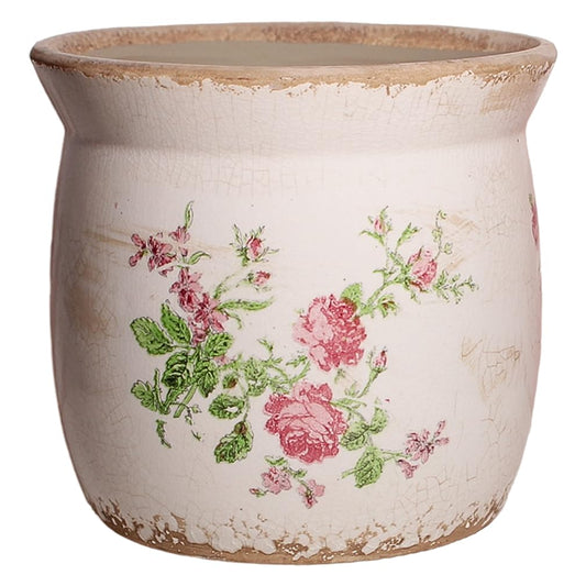 Xiaan Jiaju Cottage Ceramic Pots for Plants, 6.21 Inch Vintage Shabby Chic Planters for Indoor Plants, French Country Spring Balcony & House Decor, Pink Floral Vases for Centerpieces, Gardening Gifts