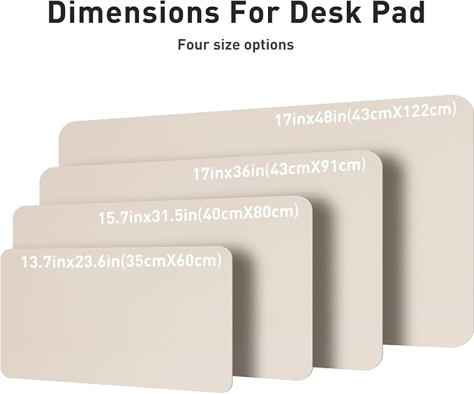 Aothia Large PU Leather Desk Pad Protector – Non-Slip Mouse Pad & Writing Mat for Office/Home, Waterproof, Easy to Clean(48" x 17", Eggshell)