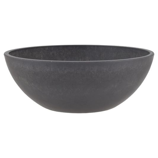 PSW Pot Collection M30DC 12-inch Plastic/Stone/Wood Composite Low Bowl Planter – No Drainage Hole (Drillable), Shallow Indoor/Outer Pot for Succulents, Bonsai, Fairy Gardens, Herbs, Dark Charcoal