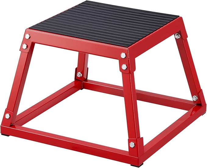 VEVOR Plyometric Jump Box, 18 Inch Plyo Box, Steel Plyometric Platform and Jumping Agility Box, Anti-Slip Fitness Exercise Step Up Box for Home Gym Training, Conditioning Strength Training