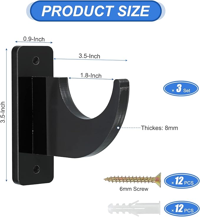 uxcell Sword Wall Mount Holder, 3 Set Acrylic Light Saber Display Hanger Wall-Mounted Sword Stand Display for Light Saber Sword Wall Bracket, Black