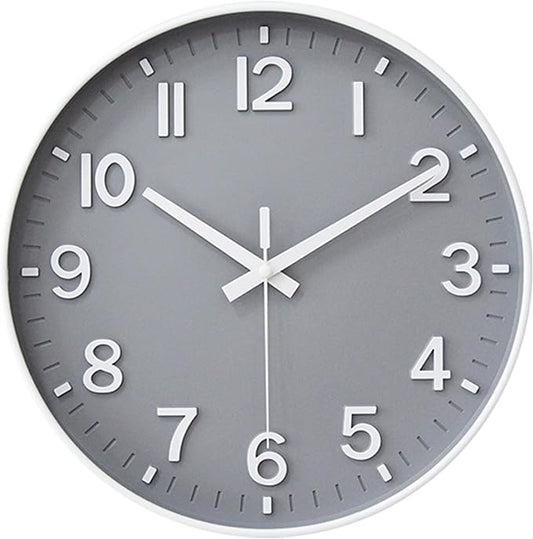 HZDHCLH Wall Clocks Battery Operated,Wall Clock Gray,14 inch Wall Clock Silent Non Ticking Modern 3D Numbers for Kitchen Bedroom Living Room Office Classroom Decor