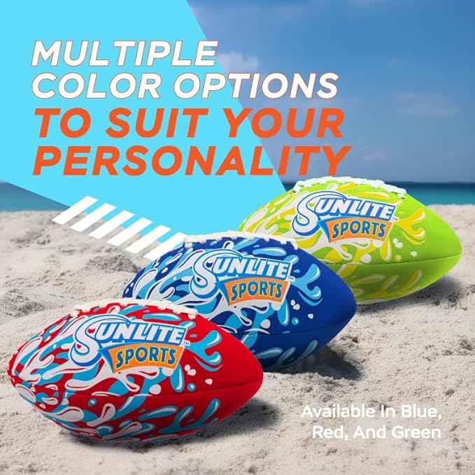 Sunlite Sports Waterproof Football for Lawn Backyard Pool Beach Lake Park Water Toy, Outdoor Play, for Kids Children Teens Adults, Family Fun