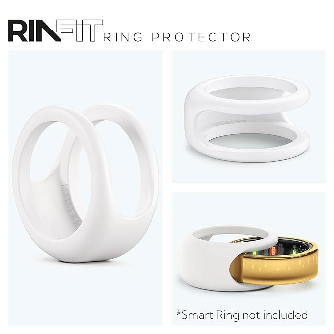 Rinfit Smart Ring Protector - Silicone Ring Enhancer for Active Lifestyle and Gym - StyleFit U.S. Design Patent - White, Size 10