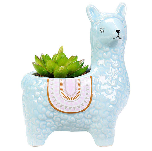 VanEnjoy 6 inch Cute Alpaca Succulent Pots, Animal Decorative Ceramic Planters for Indoor Gardens and Cacti, Colorful Office and Home Decor for Living Room,Kitchen, or Desk
