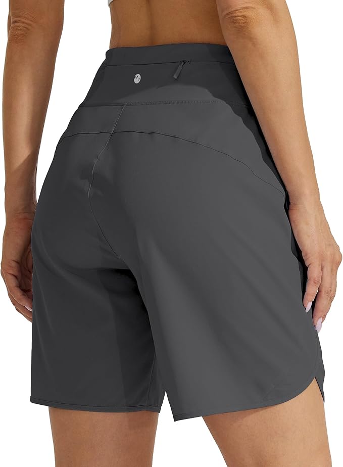 Willit Women's 7" Athletic Running Shorts Long Workout Hiking Shorts Quick Dry High Waisted Active Zipper Pocket(Medium)