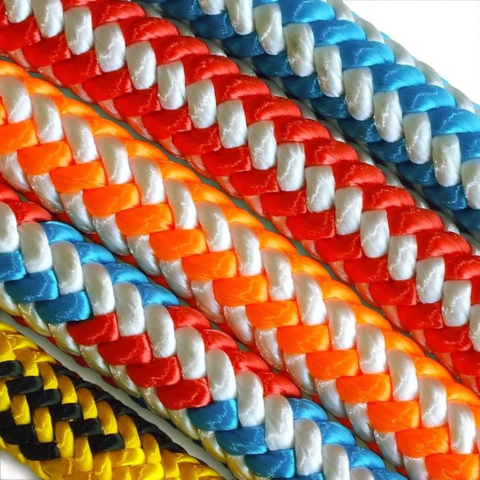 Pelican Rope 16-Strand Arborist Rope, 1/2 in (12.7 mm), 5400 lbs MBS, Static Climbing Rope, Rescue Operations, High Visibility, 120 ft, Tight Spliced Eye, Orange/White