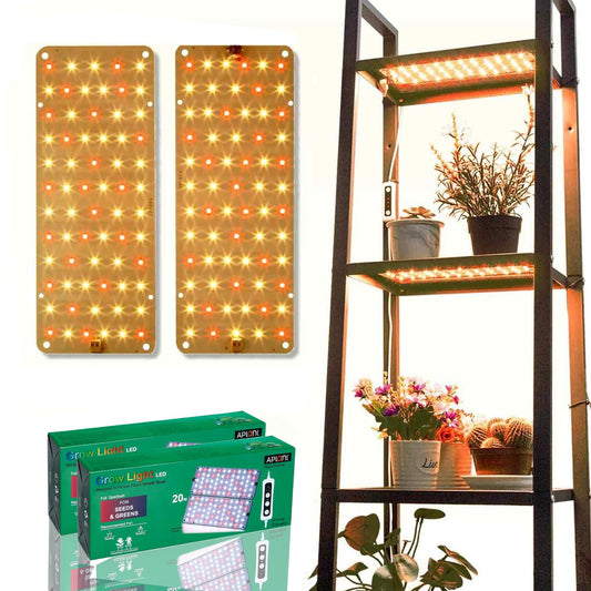 APLANT Grow Light,20W Ultra-Thin LED Grow Lights for Indoor Plants Full Spectrum, 6/10/12H Timer Plant Light, 132 LEDs Under Cabinet Plant Growing Lamp Strip for Seedlings, Veg, Flower 2-Pack