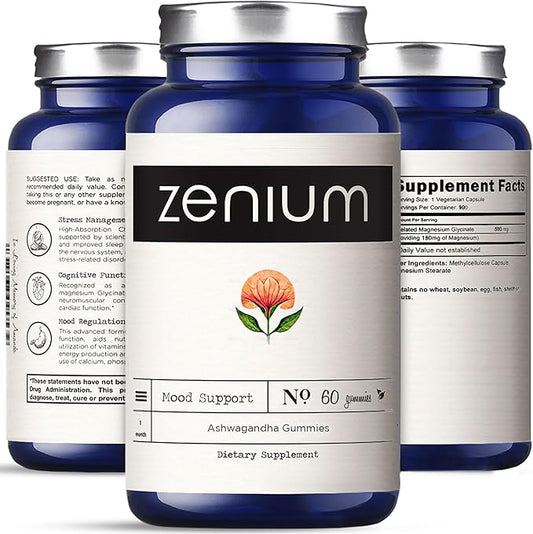 Zenium - Ashwagandha Gummies 1500 MGS per Serving | 60 Count | Mango Flavored | Calm The Mind & Body | Relieve Worry, Tension & Nervousness | Ayurvedic | Natural Relief Supplement | Boosts Mood