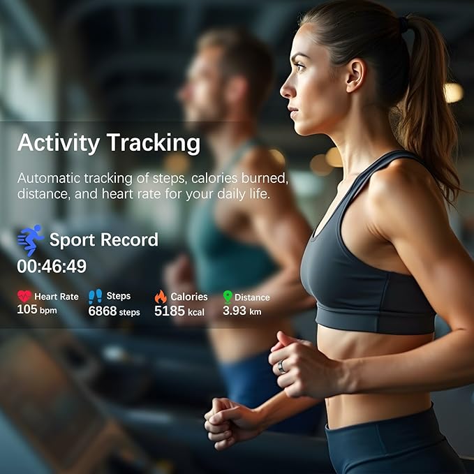 Ring Health Tracker for Women Men, Fit Ring with Heart Rate, Blood Oxygen, Sleep Monitor, Calories, Step Counter, IP68 Waterproof Smart Ring for iPhone & Android, No Subscription Fee (Black, 7#)