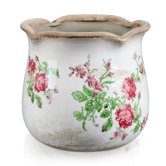 Newtay 6 Inch Ceramic Plants Pots Vintage Ceramic Flower Planters Crackle Glaze Finish Flower Pots Decorative Floral Vintage Planters for Living Room Garden Home Decor Gifts(Classic)
