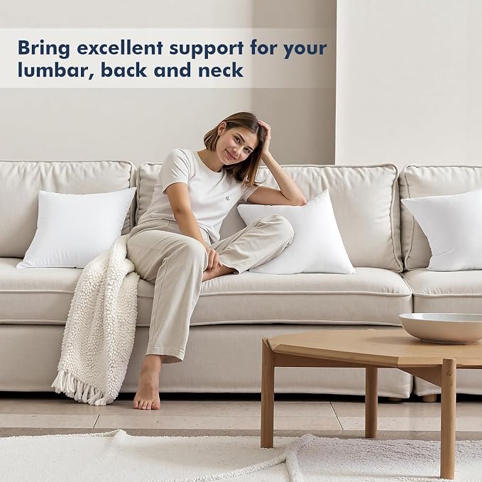 MIULEE Throw Pillows Inserts, Pack of 6 18x18 Inch 100% Virgin Fiber Filling Bed Couch Pillows
