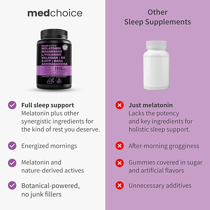 12-in-1 Melatonin Sleep Capsules - Natural Sleep Aids for Adults with Melatonin 5mg and Magnesium Glycinate 500mg, Sleep Aid with Ashwagandha, L Theanine, Valerian Root, GABA, 5-HTP (90ct, Pack of 4)