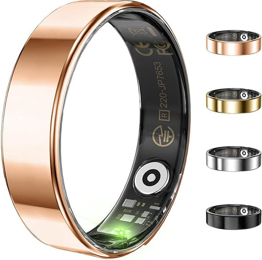 Ultra-thin Smart Ring for Women Men, Activity Fitness Tracker, Waterproof Fitness Ring with Sleep Tracker, 24/7 Heart Rate Monitor,Step Counter,Calorie Pedometer,No APP Fee,for iOS Android(RoseGold#8)