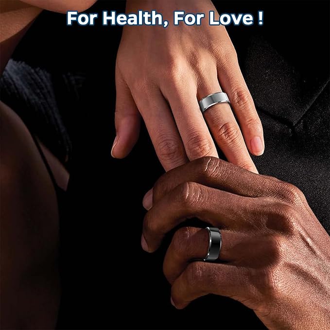 Smart Ring Health Tracker, Sleep Tracker Ring with Heart Rate, Waterproof Fitness Ring for Activity Monitoring/Steps/Distance/Calories, Air Gestures, Up to 7-Day Battery, for iOS Android (Black,#11)