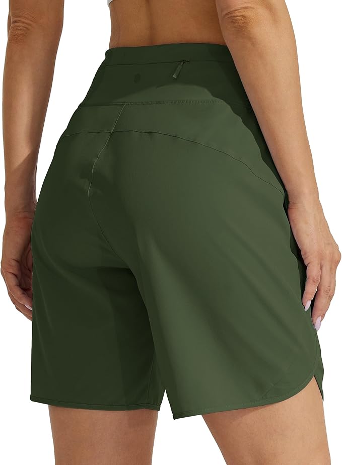 Willit Women's 7" Athletic Running Shorts Long Workout Hiking Shorts Quick Dry High Waisted Active Zipper Pocket(XX-Large)