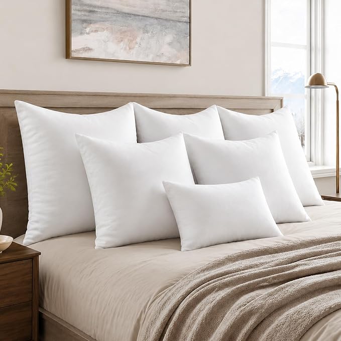 MIULEE Throw Pillows Inserts, Pack of 4 24x24 Inch 100% Virgin Fiber Filling Bed Couch Pillows