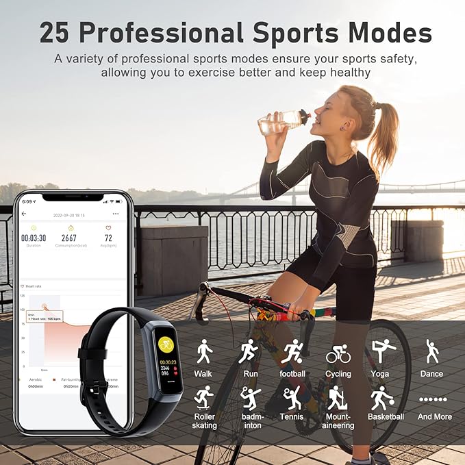Fitness Tracker with Step Counter/Calories/Stopwatch, Activity Tracker, Health Tracker with Heart Rate Monitor, Sleep Tracker,1.10''AMOLED Touch Color Screen, Pedometer Watch for Women Men