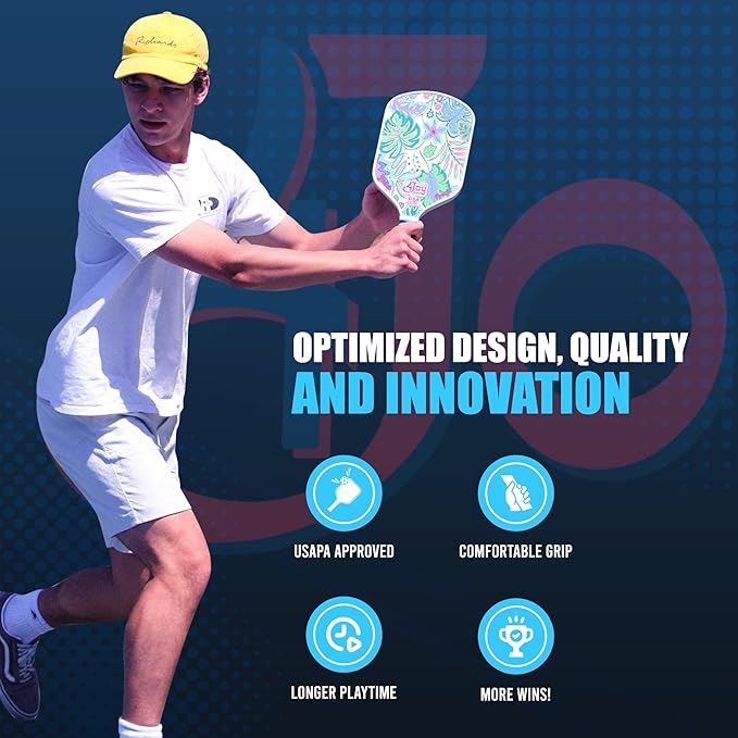 4Joy Pickleball Paddle Premio Series - Thermoformed Premium T700 Carbon Fiber Pickleball Paddless - Professional Pickleball Rackets for Women & Men - 16mm Honeycomb Core - USAP Approved