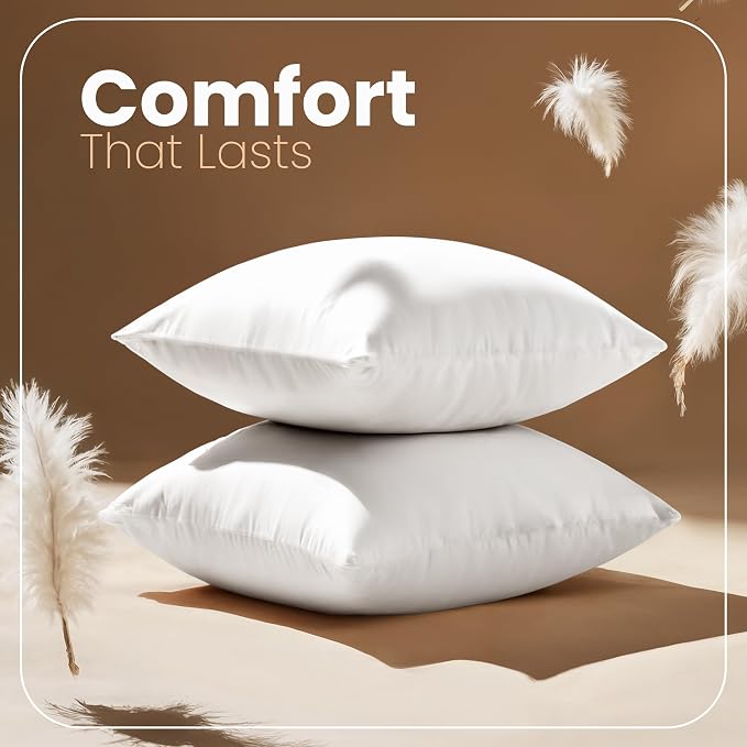 Utopia Bedding 24x24 Pillow Inserts, Set of 2, White – Indoor Decorative Throw Pillows for Bed, Sofa & Couch – Soft, Supportive & Fluffy Cushion Inserts