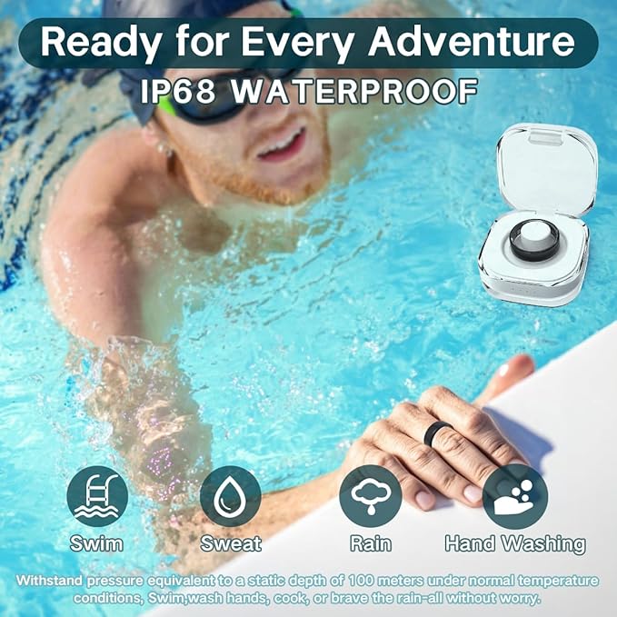 Smart Rings for Women Men,Fitness Tracker Ring,Heart Rate,Blood Oxygen,Blood Pressure,Step Tracker,Sleep Monitoring,No Subscription Fee,IP68 Waterproof Smart Ring for iphone&Android(Gold 11)