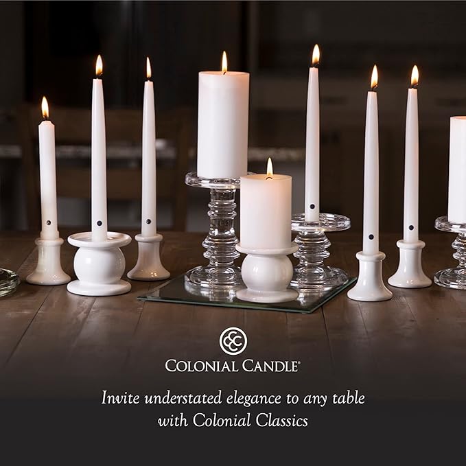 Colonial Candle Unscented Taper Candle, Classic Collection, Pumpkin, 12 in, Pack of 12 - Up to 10 Hours Burn