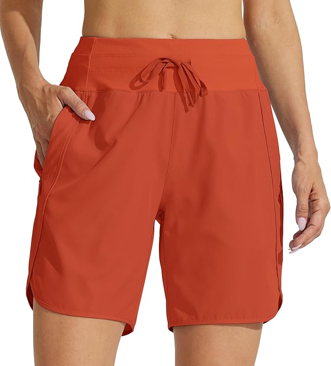 Willit Women's 7" Athletic Running Shorts Long Workout Hiking Shorts Quick Dry High Waisted Active Zipper Pocket(XX-Large)