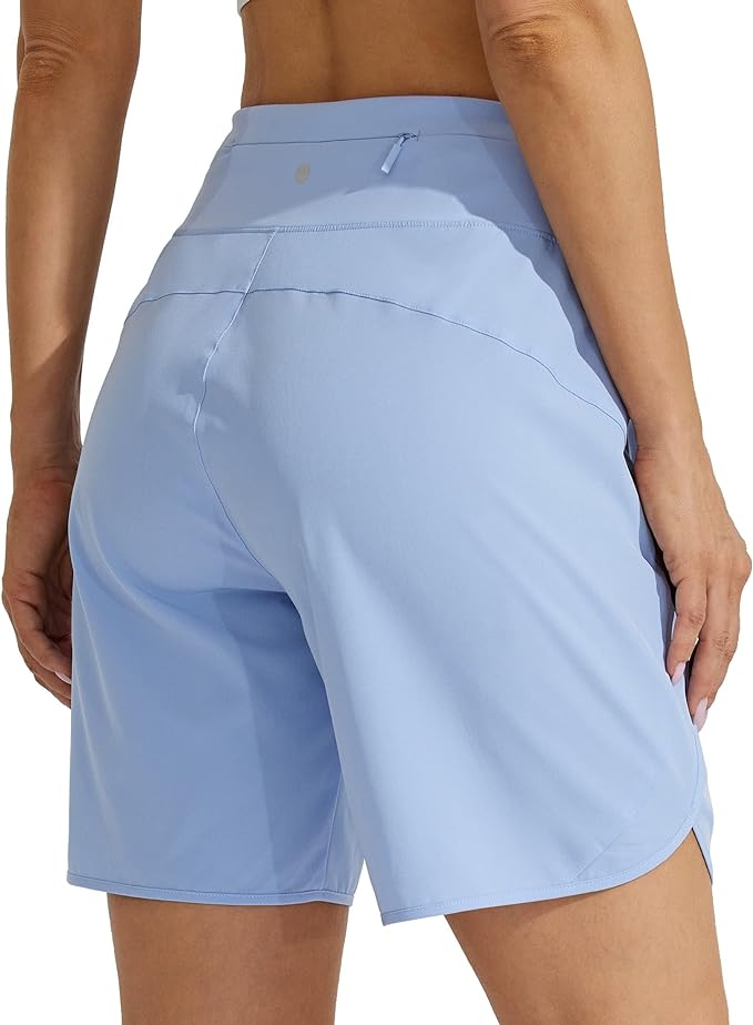 Willit Women's 7" Athletic Running Shorts Long Workout Hiking Shorts Quick Dry High Waisted Active Zipper Pocket(Small)