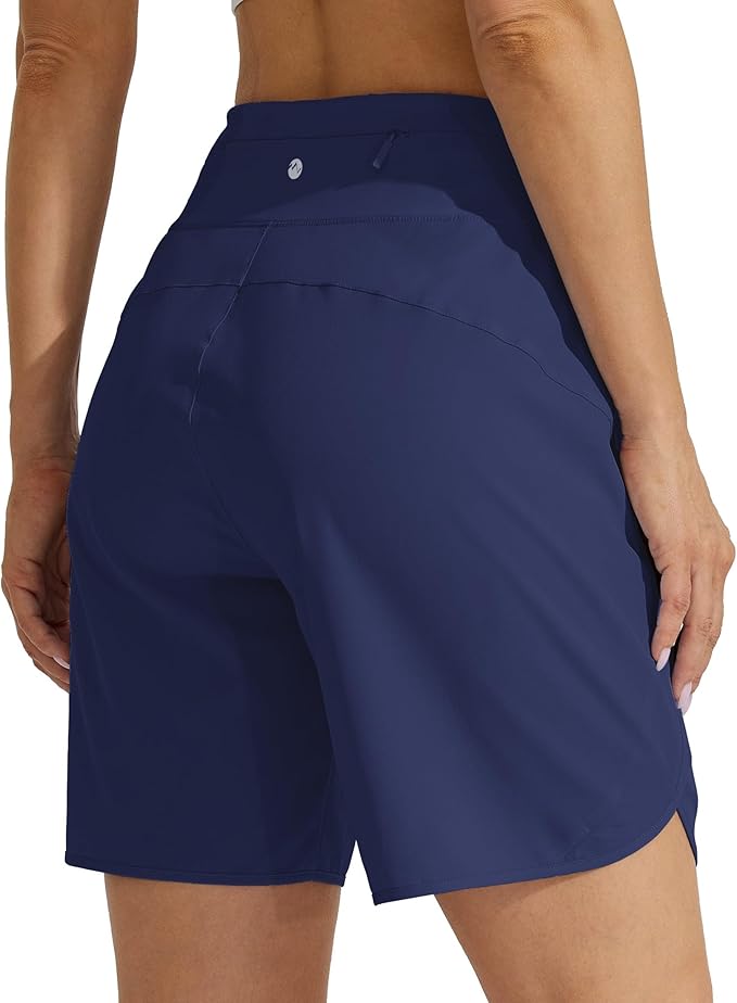 Willit Women's 7" Athletic Running Shorts Long Workout Hiking Shorts Quick Dry High Waisted Active Zipper Pocket(X-Large)