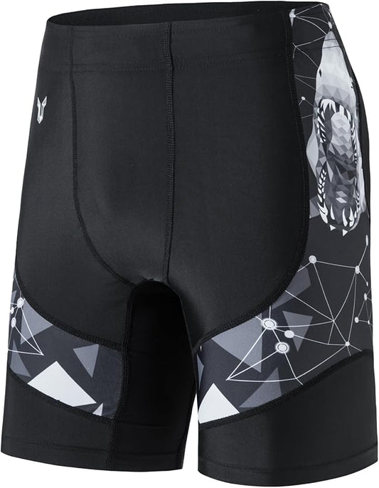 HUGE SPORTS Men's Rash Guard Swim Shorts Compression Swimming Jammer Cool Dry Active Swimsuit Workout Shorts Sports Tights