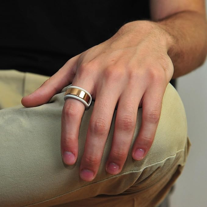 Rinfit Smart Ring Protector - Silicone Ring Enhancer for Active Lifestyle and Gym - StyleFit U.S. Design Patent - Stone, Size 13