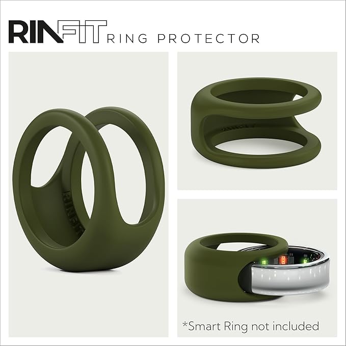 Rinfit Smart Ring Protector - Silicone Ring Enhancer for Active Lifestyle and Gym - StyleFit U.S. Design Patent - Green, Size 10