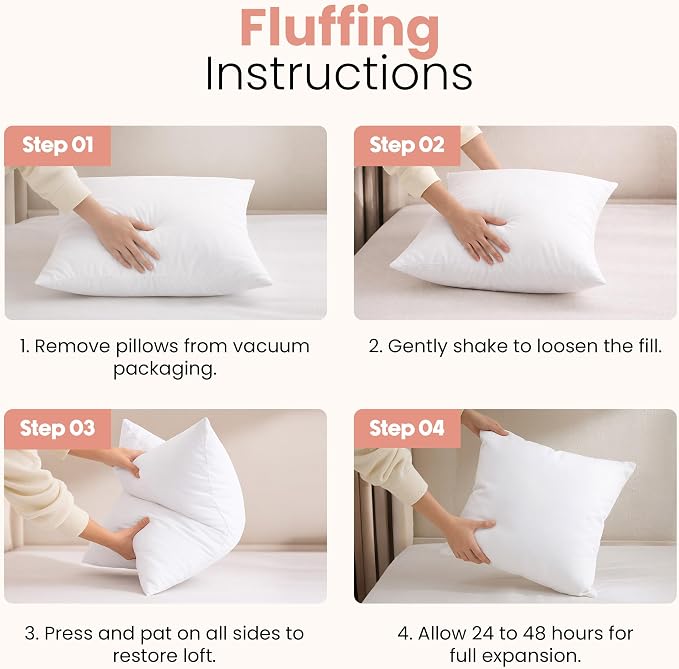 Utopia Bedding 28x28 Pillow Inserts, Set of 2, White – Indoor Decorative Throw Pillows for Bed, Sofa & Couch – Soft, Supportive & Fluffy Cushion Inserts