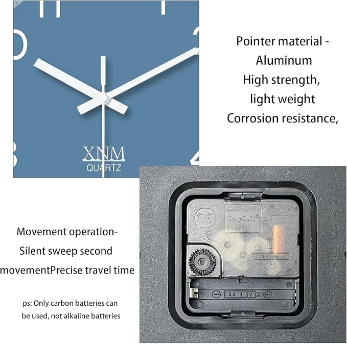 XNM Modern Blue Wall Clocks Battery Operated 10 Inch Classic Analog Clock for Home Office Bedroom Decor Minimalist Wall Clock Silent Non Ticking