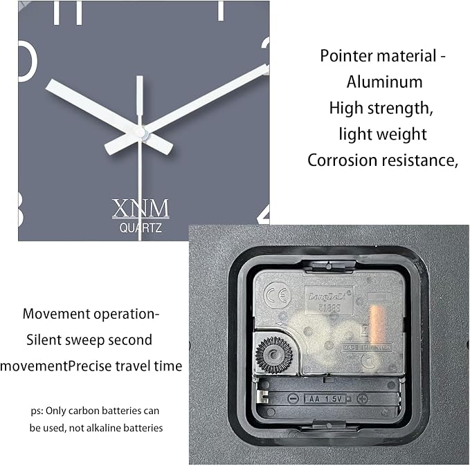 XNM Minimalist Wall Clocks Battery Operated Grey Analog Wall Clock for Bedroom 10 Inch Round Small Wall Clock Silent Non Ticking