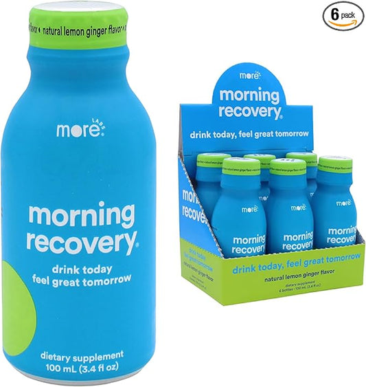 Morning Recovery Electrolyte, Milk Thistle Drink Proprietary Formulation to Hydrate While Drinking, Highly Soluble Liquid DHM, Non GMO, Vegan, Gluten-Free, Lemon Ginger, Pack of 6
