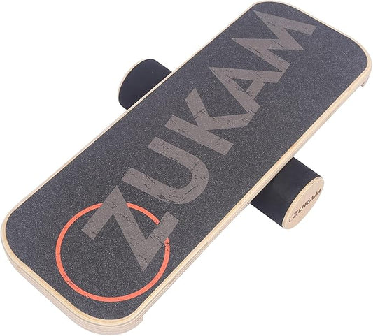 Balance Board Trainer, Wooden Balancing Board with Workout Guide to Exercise and Build Core Stability, Wobble Board for Skateboard, Hockey, Snowboard & Surf Training