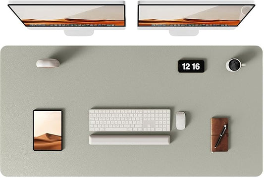YSAGi Leather Desk Pad Protector, Office Desk Mat, Large Mouse Pad, Non-Slip PU Leather Desk Blotter, Laptop Desk Pad, Waterproof Desk Writing Pad for Office and Home (Olive Beige, 47.2" x 23.21")
