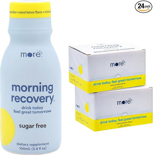 Morning Recovery Electrolyte, Milk Thistle Drink Proprietary Formulation to Hydrate While Drinking, Highly Soluble Liquid DHM, Non GMO, Vegan, Gluten-Free, Sugar-Free Lemon, Pack of 24