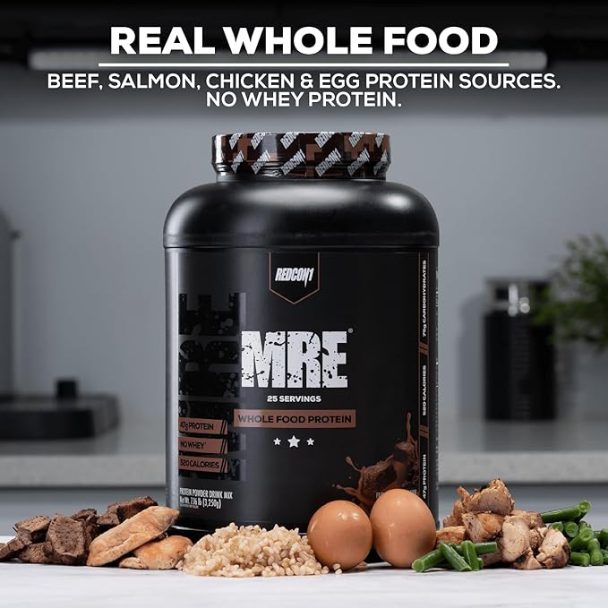 REDCON1 MRE Protein Powder, Banana Nut Bread - Meal Replacement Protein Blend Made with MCT Oil & Whole Foods - Protein with Natural Ingredients to Aid in Muscle Recovery (25 Servings)