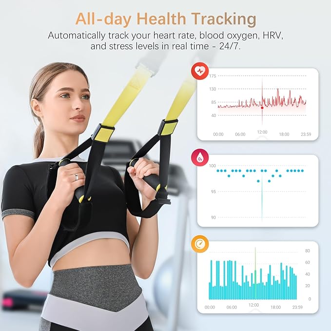 Fit Ring, Smart Health Rings for Women Men with Heart Rate,Blood Oxygen,HRV,Stress Level, Sleep Monitor, Step Tracker, No Subscription Fee, IP68 Waterproof Smart Ring for iphone &Android (Silver, 7#)