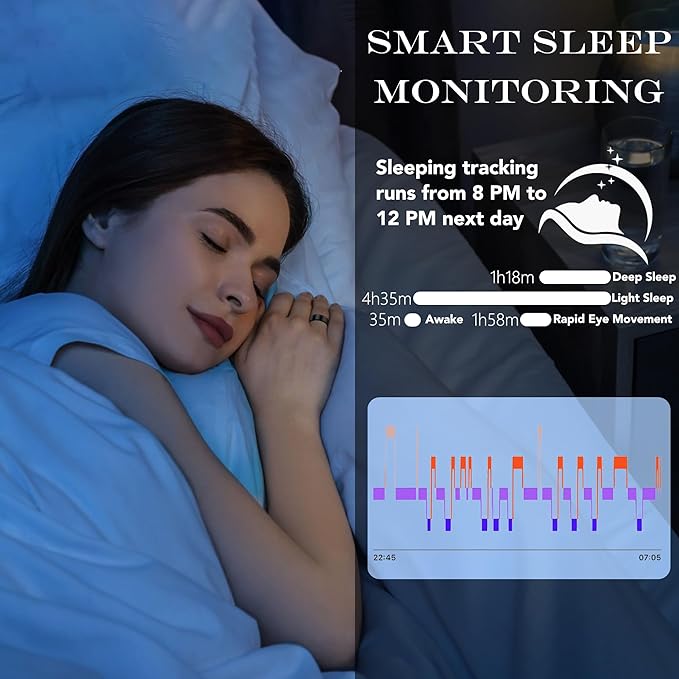 Smart Health Ring for Women Men Fitness Tracker with Heart Rate, Blood Oxygen, Blood Pressure, Sleep Monitoring, Step Counting, IP68 Waterproof for iPhone and Android, No Subscription Fee, Silver #7