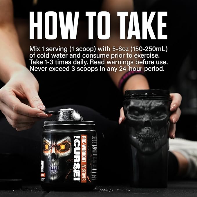 JNX SPORTS The Curse! Pre Workout Powder for Men & Women, Caffeine, Beta-Alanine, Creatine, L-Citrulline, 50 Servings, Sweet Melon Flavor ??Boost Energy, Strength & Focus